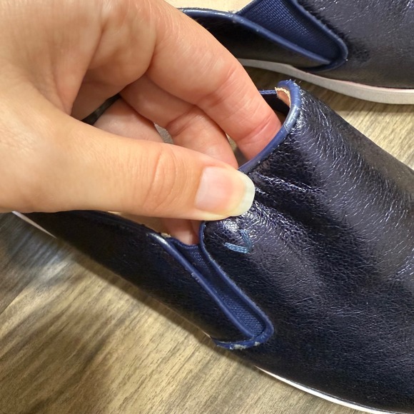 Vionic Dakota Metallic Navy Leather Mules Sneakers Women's 8 - Picture 6 of 6